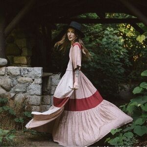 Bohemian Red and Cream Maxi Dress